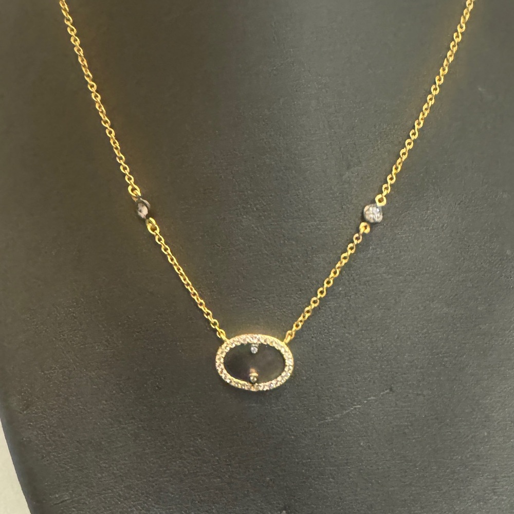 Freida‎ Rothman mother of pearl Crystal gold tone necklace Necklace